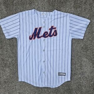 MLB NY New York Mets Jersey deGrom #48 Baseball Pin Striped Jersey Large 14-16